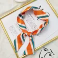 Foulard en soie rayé orange et vert style français ruban à cheveux polyvalent élégant - Rayure Blanc Vert Orange