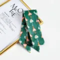 Foulard twilly vert en coton à motif cœur, accessoire polyvalent pour cou et sac pour femmes. - Style 10 / 90x5cm