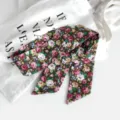 Écharpe fine à imprimé floral vintage Twilly pour femme ruban de sac foulard cheveux - Floral Vintage Marron (Style 18)