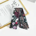 Foulard twilly en soie à imprimé floral pour femme, foulard chic pour sac et poignet. - Style 11 / 90x5cm