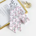 Chic foulard en soie longue et fine avec motif de cœurs noir et rose, ruban de cou polyvalent. - Style 12 / 90x5cm