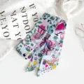 Foulard skinny en soie imprime Alice au pays des merveilles elegantes ruban de sac et bandeau. - Poker Conte de Fées Bleu (Style 21)