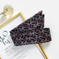 Foulard en soie noir motif coeur écharpe de cou tendance femme ruban pour sac à main - Style 13 / 90x5cm