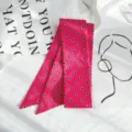 Foulard skinny rose à pois, long cache-cou polyvalent et décoration de sac élégante. - Style 14 / 90x5cm