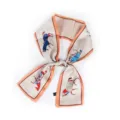 Élégant foulard twilly en soie avec motif de cheval et bordure orange chic pour femmes. - Rose