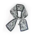 Elegant foulard en soie etroit a motif zebre noir et blanc pour femmes ruban de sac elegant. - Blanc Noir