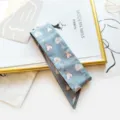 Foulard twilly long motif coeur gris bleu, ruban de sac et accessoire de cou. - Style 20 / 90x5cm