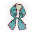 Foulard twilly en soie florale pour femme, long ruban etroit pour sacs a main et cheveux. - Fleurs Vertes
