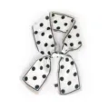 Chic écharpe étroite en soie à pois noirs et blancs, ruban polyvalent pour sac et foulard élégant. - Bordure Grise Polka Dot