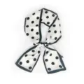 Foulard en soie étroit à pois noir et blanc, ruban twilly polyvalent pour sacs, cou ou cheveux. - Bordure Noire Polka Dot