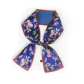 Chic foulard en soie étroit à fleurs pour femmes, long ruban élégant pour sacs et cou. - Floral Bleu Roi
