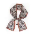 Femme imprimé zèbre foulard en soie étroit élégant long ruban twilly écharpe accessoire - Jaune Noir
