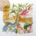 Floral vintage newspaper print cotton square scarf, stylish hair band and neck accessory. - 64*64cm / 01#-Floral