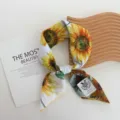 Sunflower cotton small square scarf pastoral oil painting style hair band multi-purpose for women - Sunflower