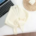 Bufanda triangular de lana 100% tejida invierno calentador de cuello chal elegante mujer - Beige
