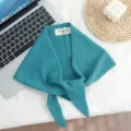 Bufanda triangular de punto de lana 100% invierno cálido pañuelo azul chal elegante - Azul