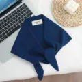 Pañuelo triangular de punto azul 100% lana chal cálido de invierno para mujer detalle - Azul Tipo 2