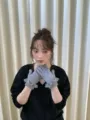 Grey knitted gloves with cute ruffle cuffs, warm winter accessories for women and students. - One Size / Gray