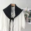 Châle triangulaire en tricot style coréen polyvalent femmes printemps automne mode - Noir