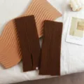 Brown knitted slit short socks warmers, versatile daily winter cozy wool style cozy warm accessory. - 46cmX9cm / Brown