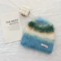 Berretto in maglia a blocchi di colore coreano soffice morbido inverno caldo casual moda - Cappello / Blu