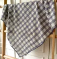 Foulard carré en coton à carreaux rétro avec bordure en dentelle, élégant pour femmes. - Taille unique / 11#-Style Carreaux Rétro Bleu Blanc