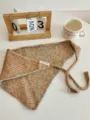 Korean style knitted triangle scarf, stylish orange and blue color block headscarf and waist wrap. - Orange Coffee