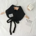 Simpatico colletto sciarpa in lana d'agnello peluche stile coreano inverno caldo spesso bavaglino - Taglia unica / Nero