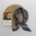 Vintage dark grey paisley printed cotton square scarf, breathable neckerchief for women. - 55*55cm / Gray Black