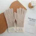 Cozy color-block knit gloves for women, stylish winter warm thermal hand wear accessories. - 26*12cm / Khaki