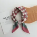 Cotton polka dot small square scarf detail view, stylish color block neckerchief, daily wear. - Red Polka Dot / 55*55cm