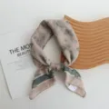 Cotton butterfly print small square scarf 55cm color block neckerchief for women daily wear - Camel Butterfly / 55*55cm