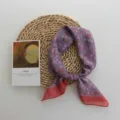 Spring summer vintage floral cotton small square scarf, literary versatile breath neck scarf. - 55*55cm / Purple