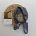 Spring summer retro cotton small square scarf, fresh floral paisley neckerchief for women. - 55*55cm / Denim Blue