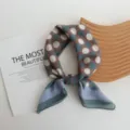 Cotton polka dot small square scarf 55cm color block daily versatile neck scarf retro chic - Brown Polka Dot / 55*55cm