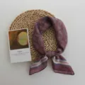 Vintage floral print small square scarf for women, soft cotton neckerchief, breathable retro scarf. - 55*55cm / Date Purple