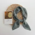 Green grey paisley pattern scarf, lightweight breathable neckerchief for stylish women. - 55x55cm / Olive Green