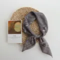 Grey paisley printed small silk scarf, elegant neckerchief and stylish hair band accessory. - 55x55cm / 06#-Brown Gray