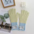 Fashion colorblock knit gloves for women winter warm thermal contrast color gloves cute cozy chic - 25*8cm / Light Yellow