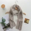 Classic versatile long knit scarf, soft and comfortable solid color for cozy winter neck warmth. - 156x14cm / Khaki