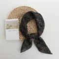 Dark floral print small square scarf retro neckerchief lightweight breathable. - Small Floral / 60*60cm