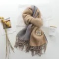 2025 Neos Koreanos Stylos Dikoloro Cheimoniatiko Zesto Mantili Unisex Gia Allous - 200*67cm / Σκούρο Χακί Γκρι