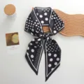 New black and white polka dot silk twilly scarf, versatile neckerchief for stylish outfits. - Black Polka Dot