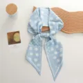 Light blue polka dot skinny silk scarf, elegant neckerchief for women suit shirt accessory. - 07#-Blue Polka Dot
