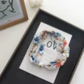 Floral silk scarf with pearl magnetic clasp, elegant clavicle chain neck ornament for women. - Graphic Print / 48*5.5cm / 04#-Blue Red