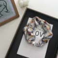 Floral print lazy silk scarf with large pearl magnetic clasp elegant neckerchief - Graphic Print / 48*5.5cm / 01-Haze Gray