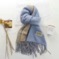 Koreatiko monochromo mantili shawl cheimona zesto pachys diplos chrisis ble khaki - 200*67cm / Γαλάζιο Γκρι