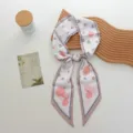 Spring summer peach rabbit print skinny twilly silk scarf for women stylish neck ribbon. - 100*9cm / Lotus root pink