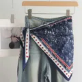 Vintage tie-dye τριγωνικό μαντήλι γυναικεία μόδα styling ζώνη τζιν παντελονιού κομψό - 140*65cm / 01#-Μπλε Λευκό