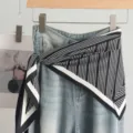 Elegant black and white striped silk scarf for women, classic fashion neckwear accessory. - 04#-Black Stripe